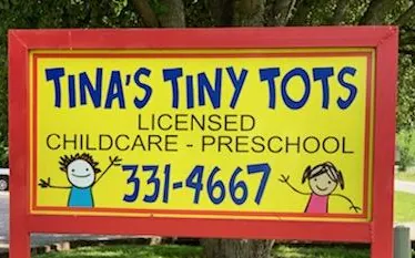 Tina's Tiny Tots Licensed Childcare and Preschool sign