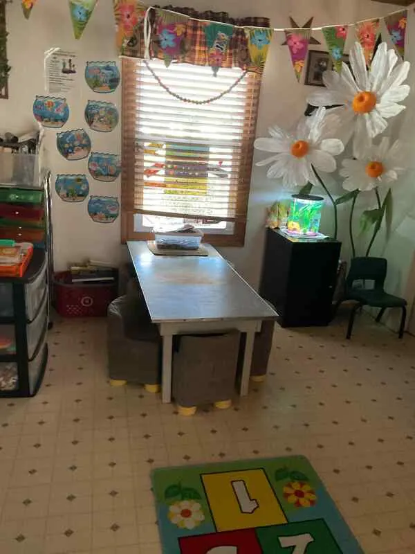Indoor learning space with child-size table
